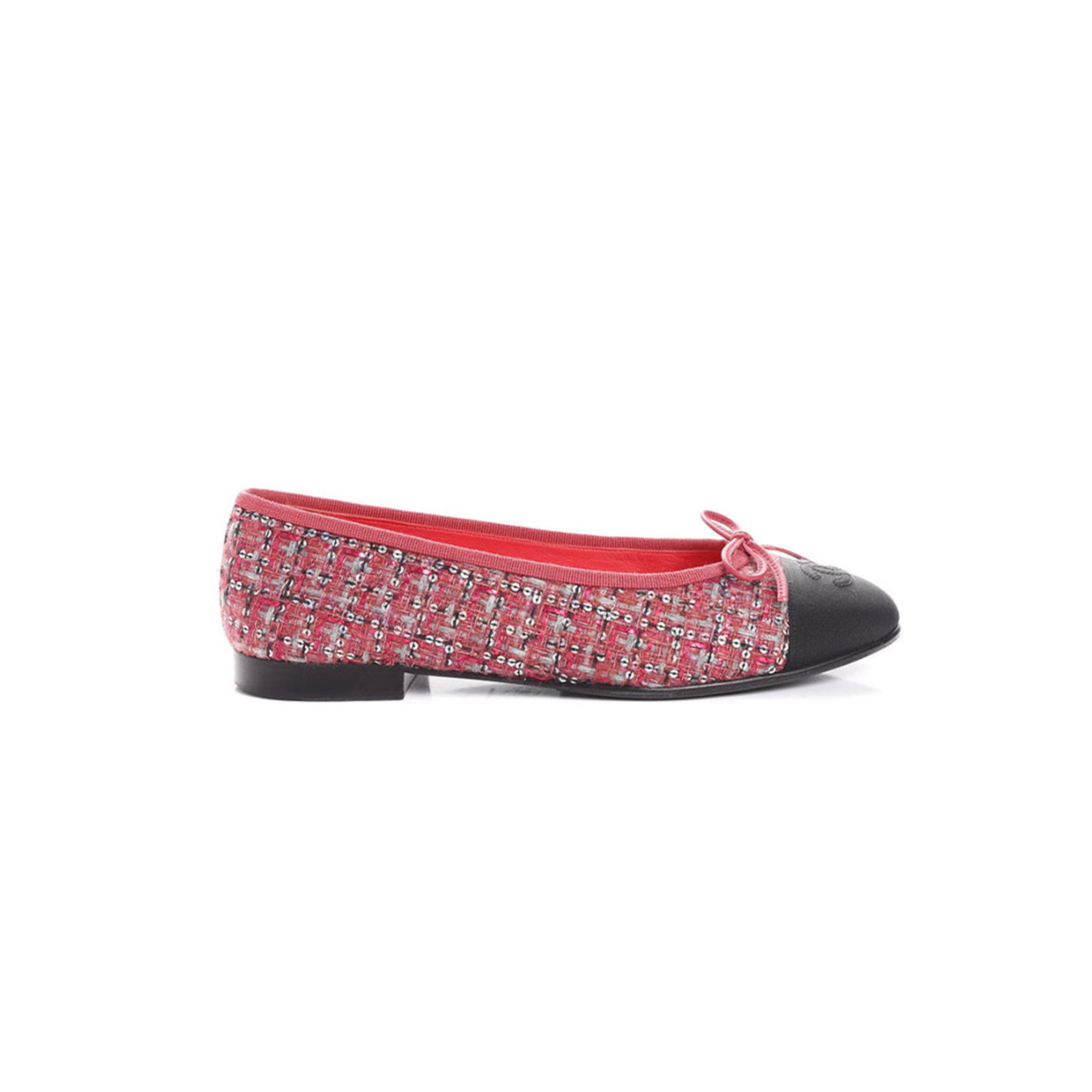 Ch**el sequin tweed embellishments printed ballet flats